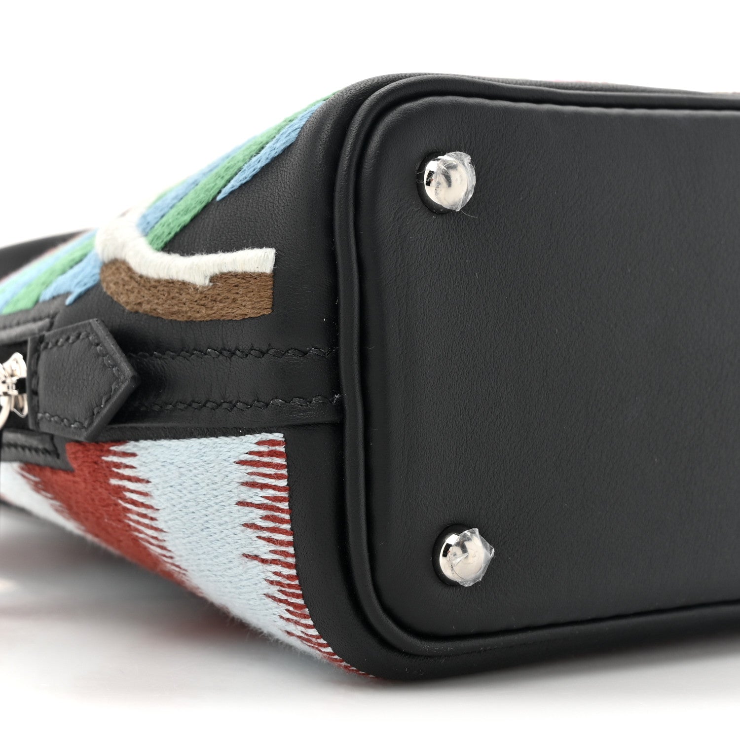 Hermes Swift Embroidered La Selle Imaginaire Mini 1923 Bolide Marron Vert Bleu Black 10 of 12