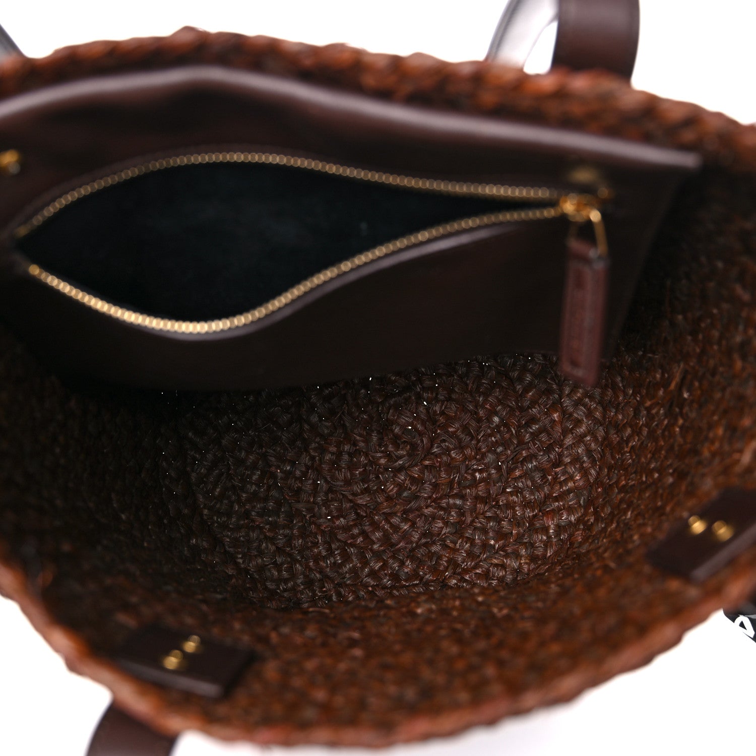 Saint Laurent Raffia Calfskin Small Panier Tote Dark Chocolate 5 of 13