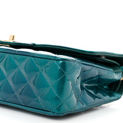 Chanel Shaded Patent Calfskin Quilted Medium Double Flap Green Blue 10 of 11