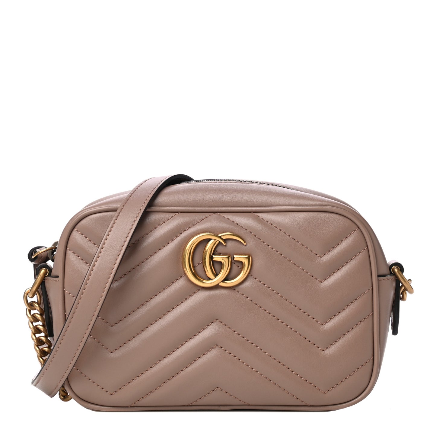 Calfskin Matelasse Mini GG Marmont Chain Shoulder Bag Porcelain Rose