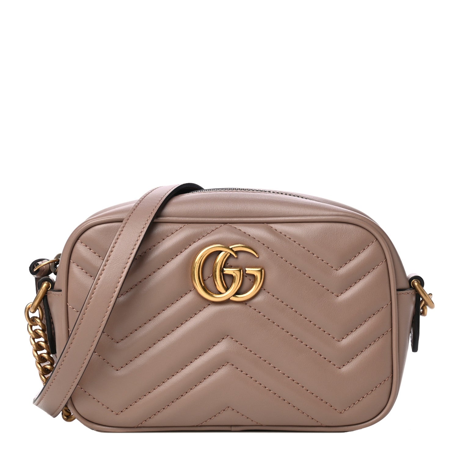 Gucci Calfskin Matelasse Mini GG Marmont Chain Shoulder Bag Porcelain Rose 2 of 20
