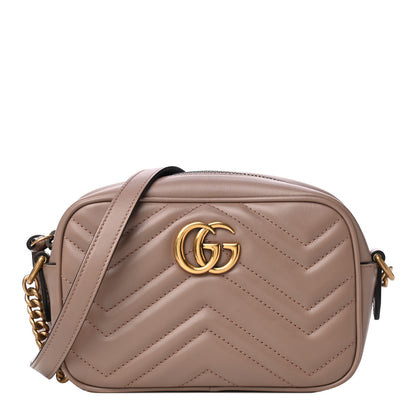 Gucci Calfskin Matelasse Mini GG Marmont Chain Shoulder Bag Porcelain Rose 2 of 20