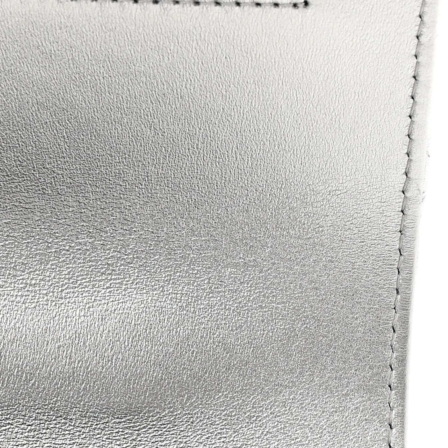 Metallic Calfskin Quilted Top Handle Wallet on Chain WOC Silver