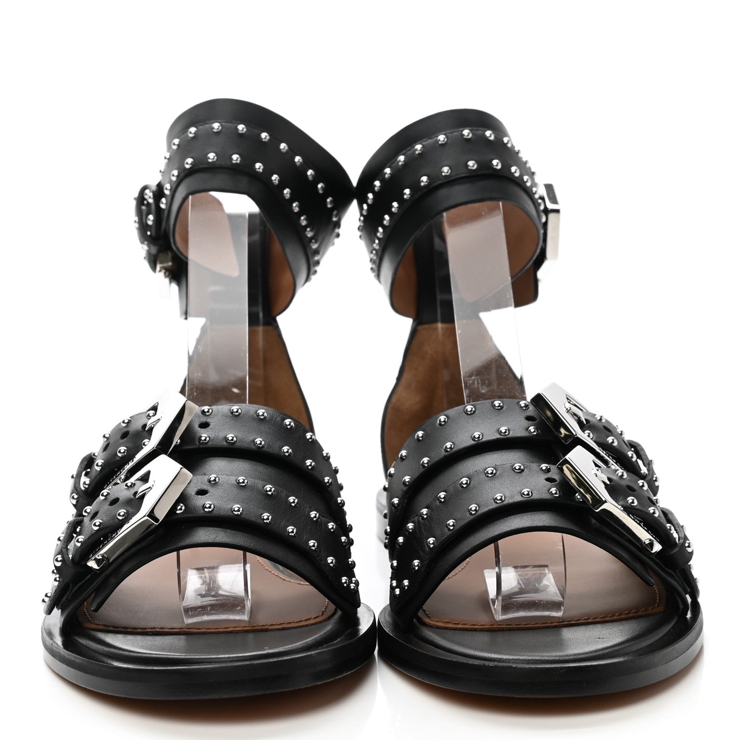 Givenchy Calfskin Studded Elegant Flat Sandals 37 Black 2 of 10
