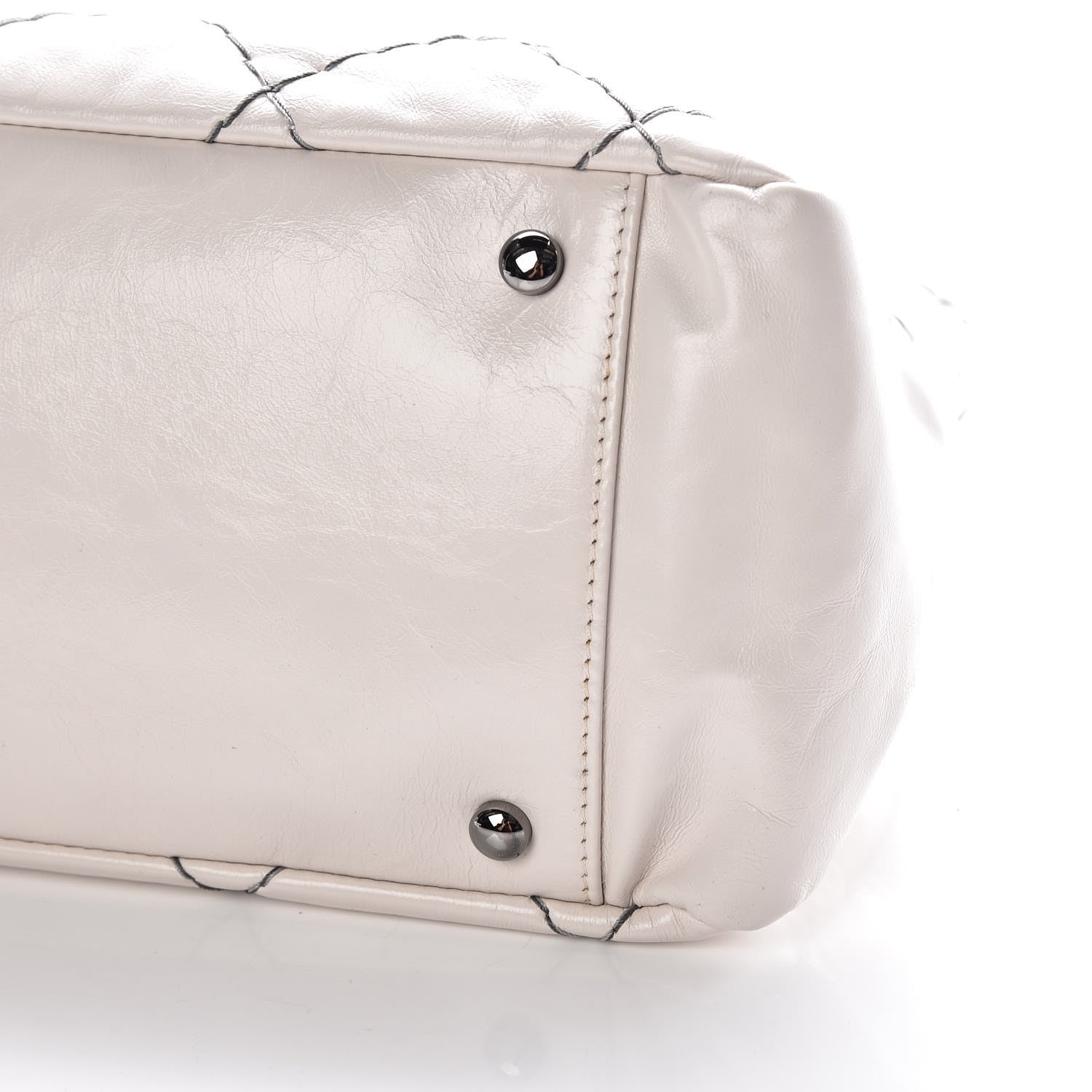 Chanel Glazed Goatskin Double Contrast Stitch Hobo Dark White 6 of 9