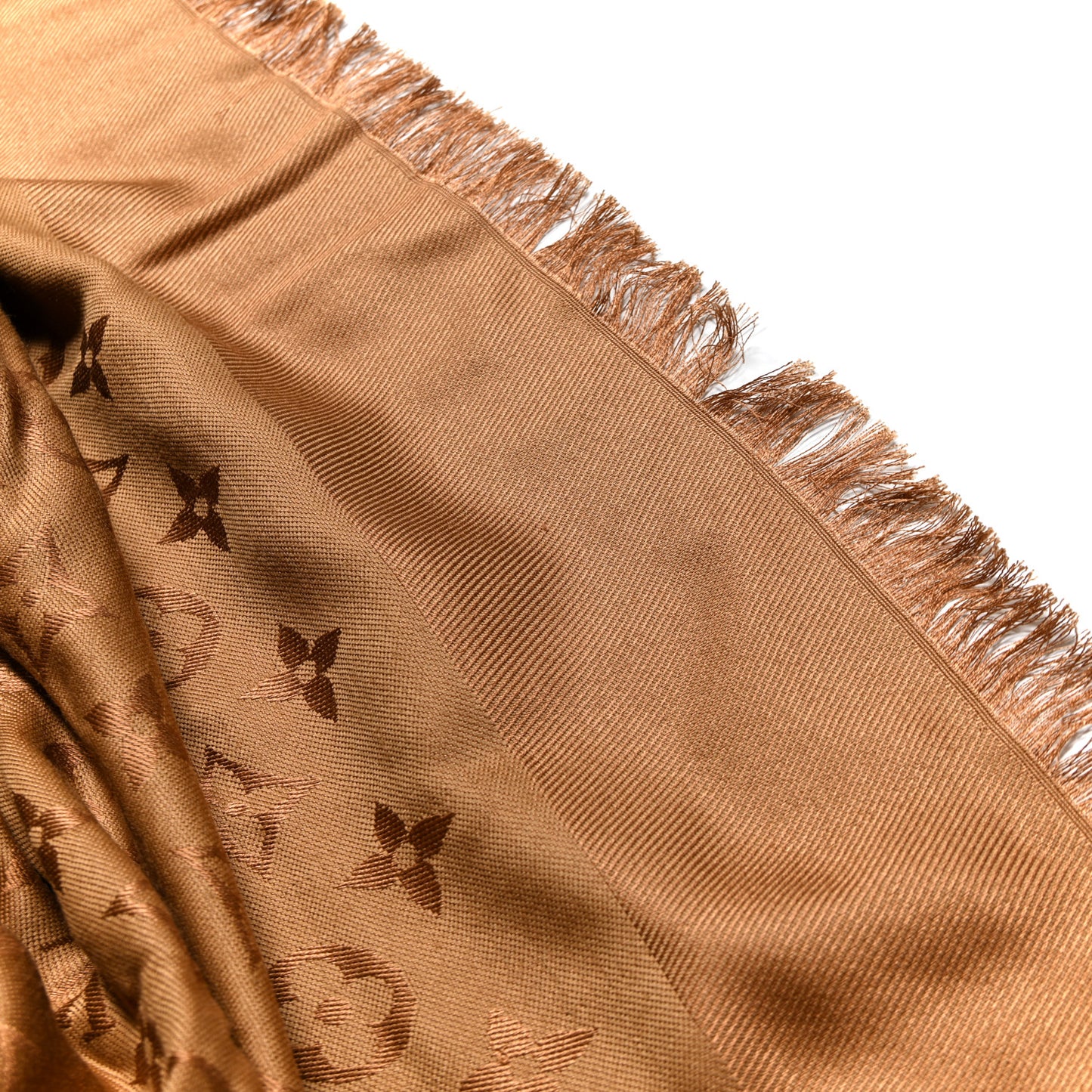 Silk Wool Monogram Shawl Cappuccino
