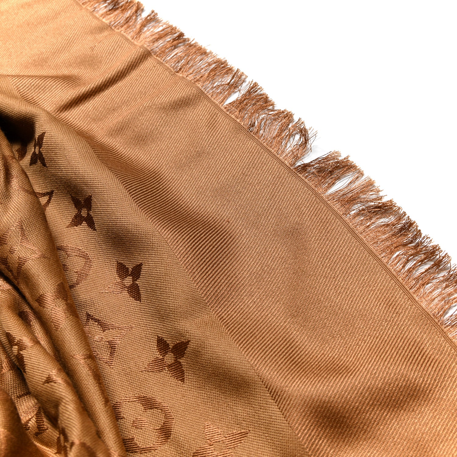 Louis Vuitton Silk Wool Monogram Shawl Cappuccino 6 of 6