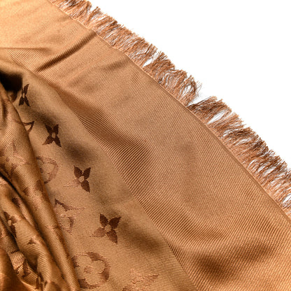 Louis Vuitton Silk Wool Monogram Shawl Cappuccino 6 of 6