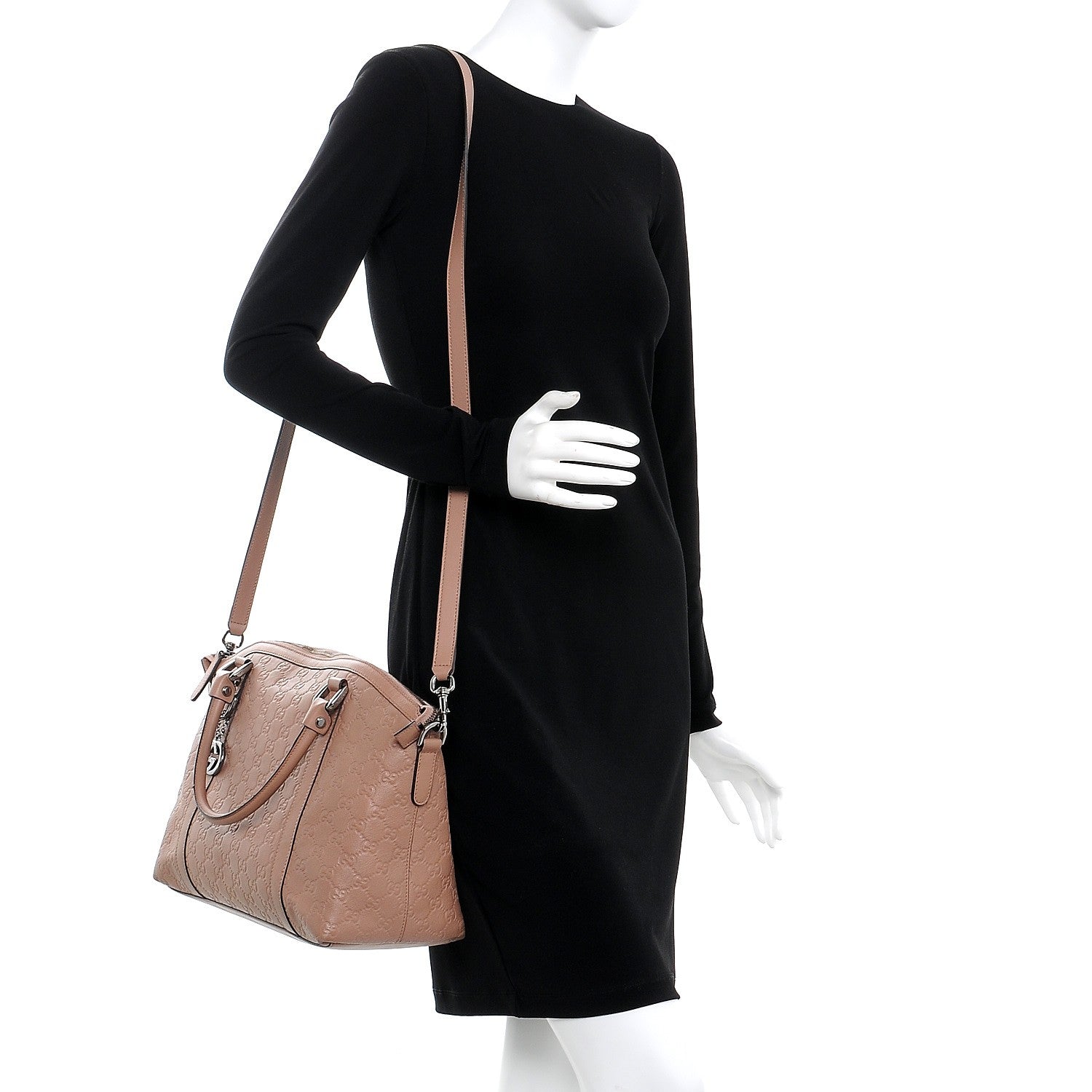Gucci Guccissima Medium GG Charm Dome Satchel Winter Rose 2 of 8