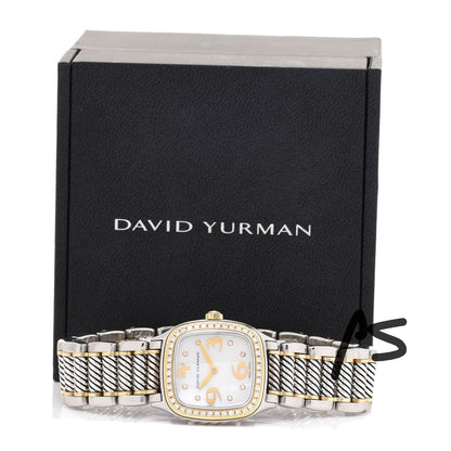 David Yurman Stainless Steel 18K Yellow Gold Diamond Mother of Pearl 25mm Thoroughbred Quartz Watch 5 of 5
