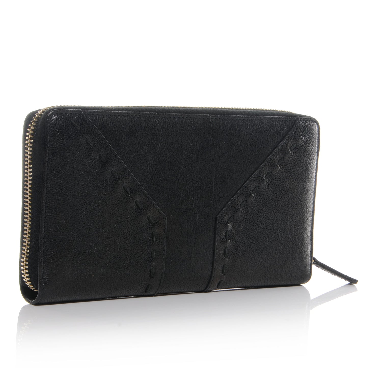 Leather Muse Zip Around Wallet Black