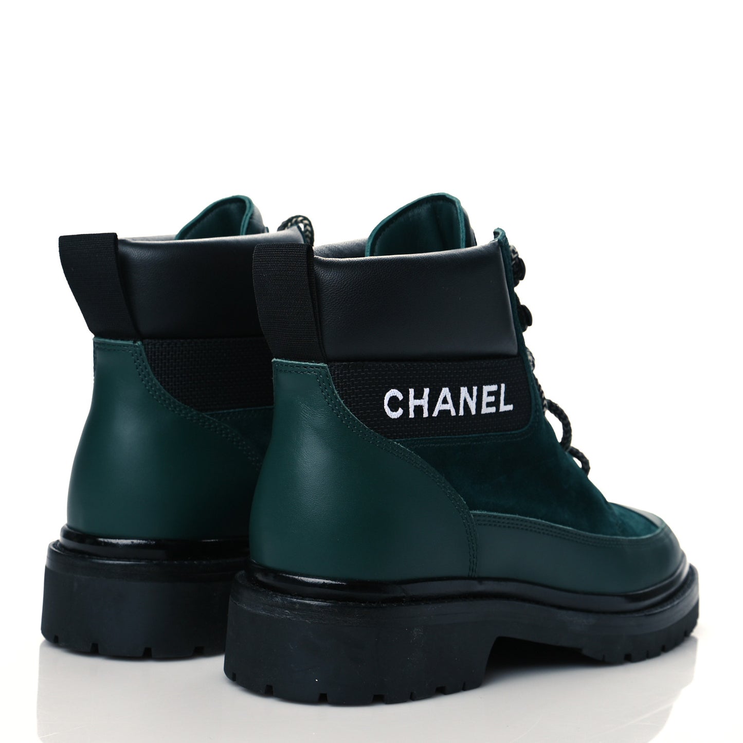 Suede Calfskin Lace Up Boots 40 Green