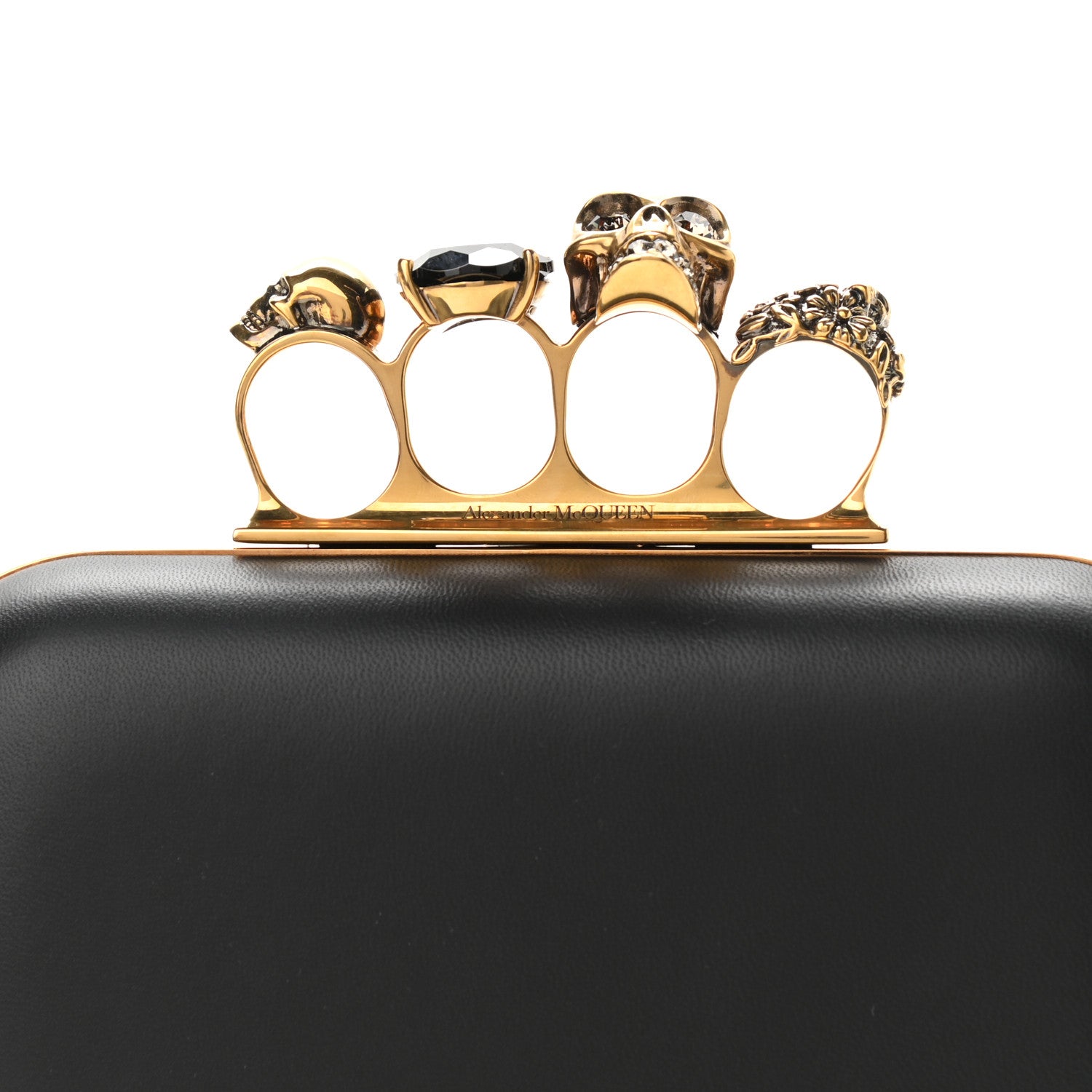 Alexander McQueen Nappa Skull Knuckle Duster Box Clutch Black 11 of 12