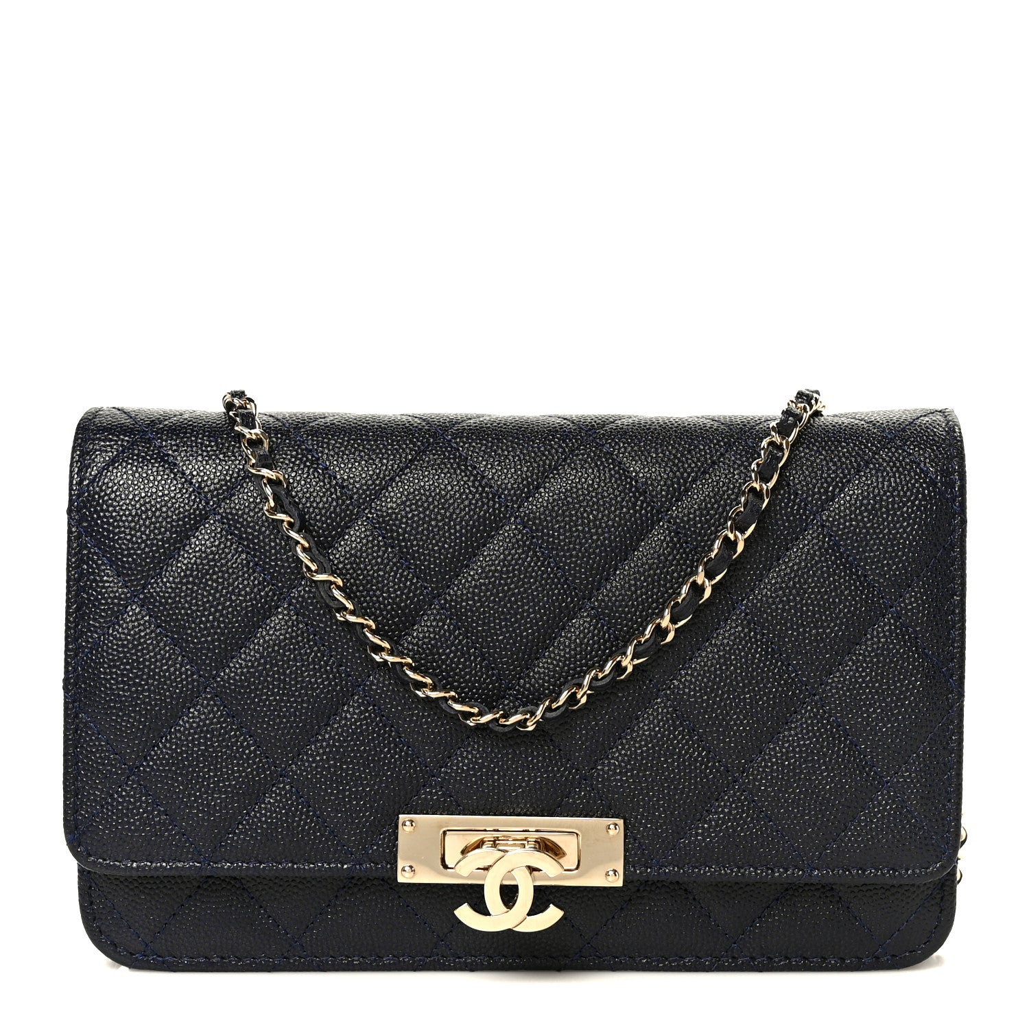 Chanel Caviar Quilted Golden Class Wallet On Chain WOC Navy 1 of 11