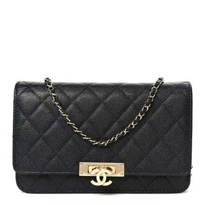 Chanel Caviar Quilted Golden Class Wallet On Chain WOC Navy 1 of 11