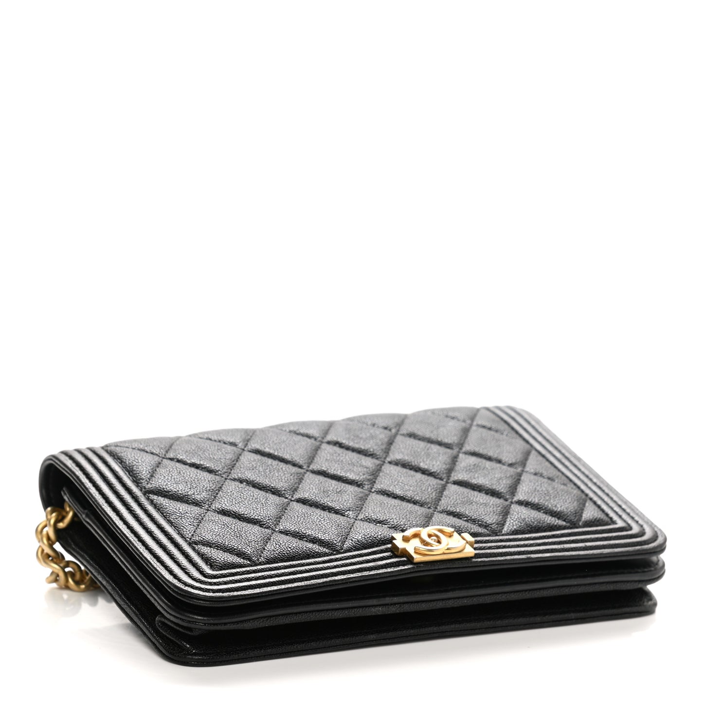 Caviar Quilted Boy Wallet On Chain WOC Black
