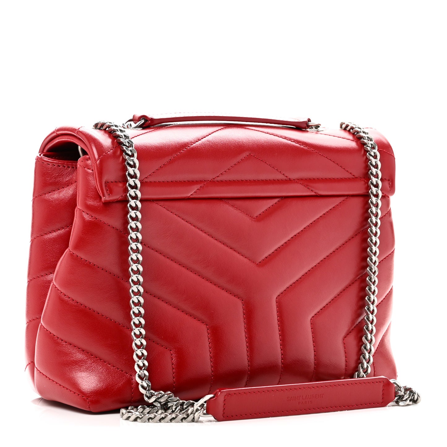 Calfskin Y Quilted Monogram Small Loulou Chain Satchel Red