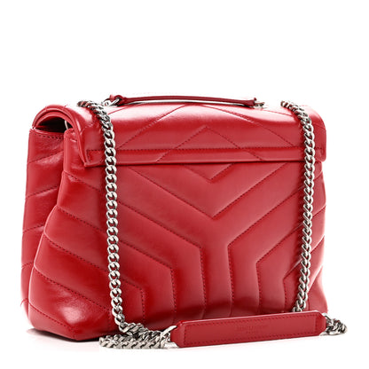 Saint Laurent Calfskin Y Quilted Monogram Small Loulou Chain Satchel Red 3 of 10