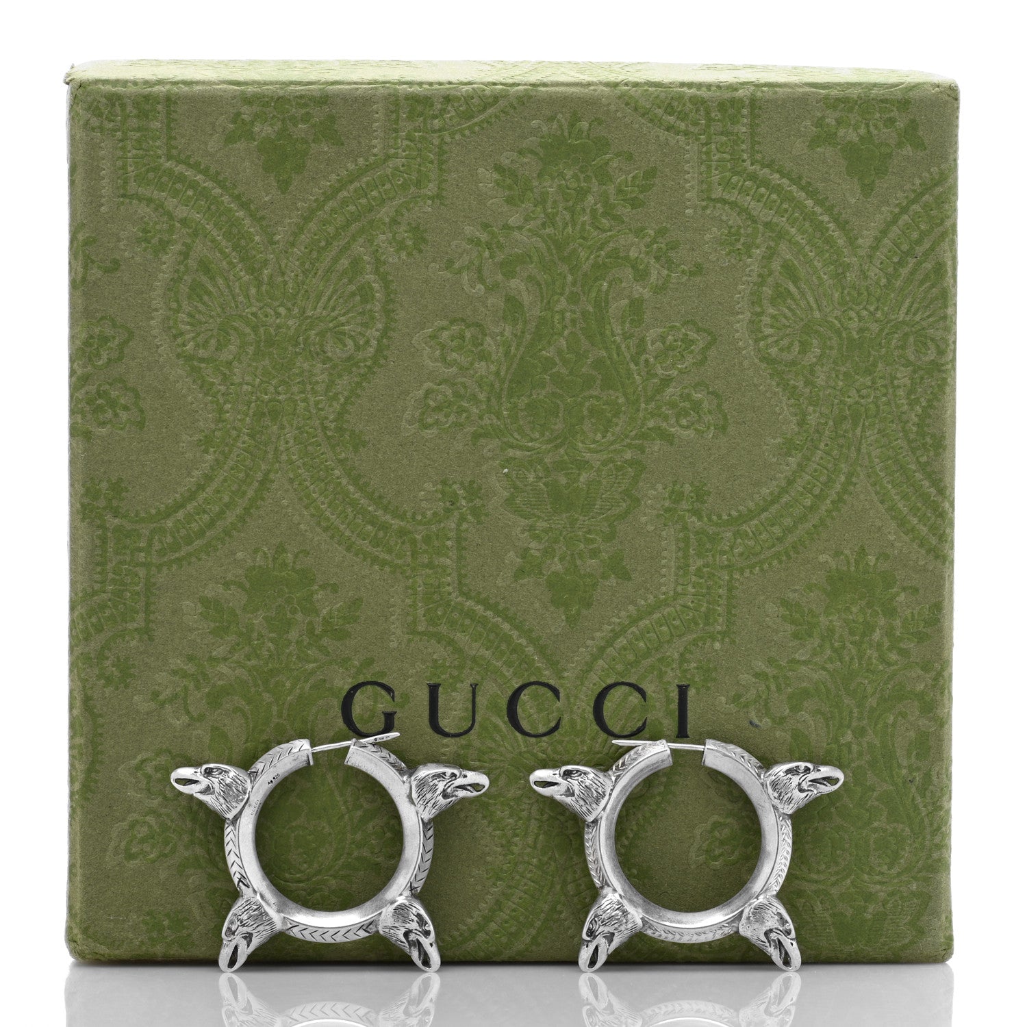 Gucci Sterling Silver Anger Forest Eagle Hoop Earrings 5 of 5