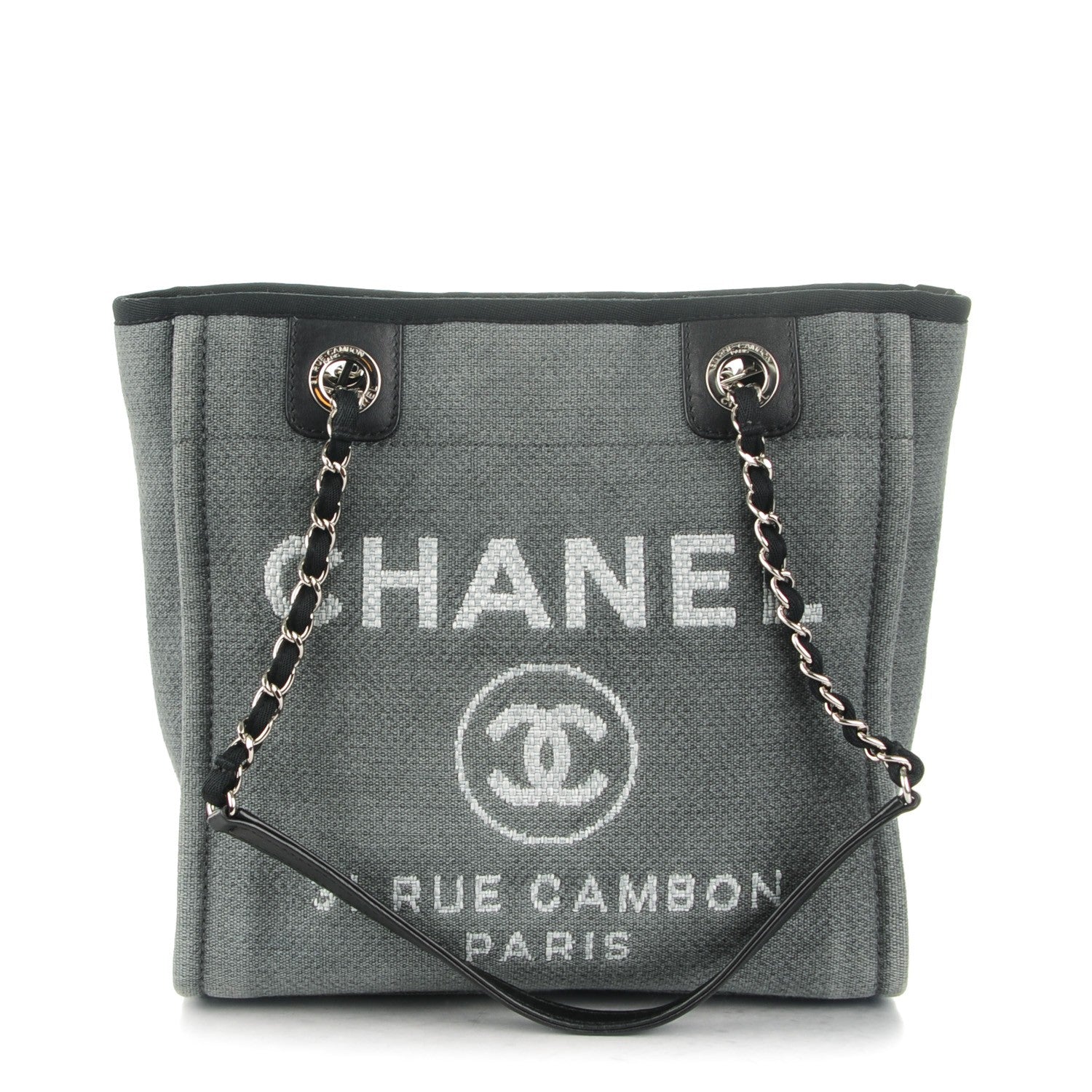 Chanel Canvas Mini Deauville Tote Dark Grey 1 of 7