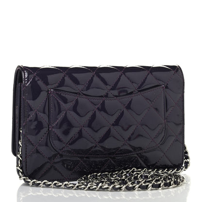 Chanel Patent Quilted Wallet On Chain WOC Dark Purple 2 of 4