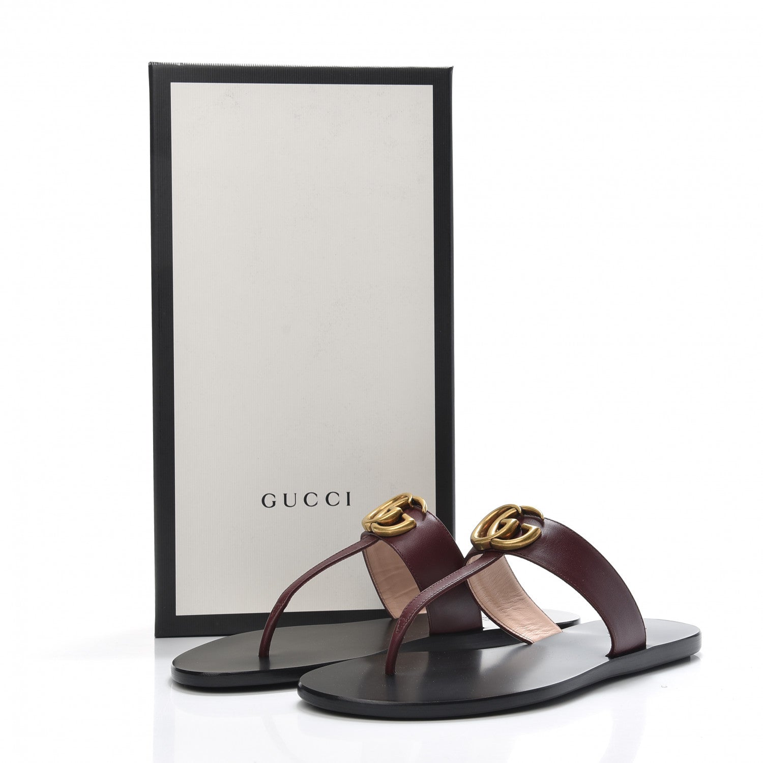 Gucci Calfskin GG Marmont Thong Sandals 36 Vintage Bordeaux 8 of 8