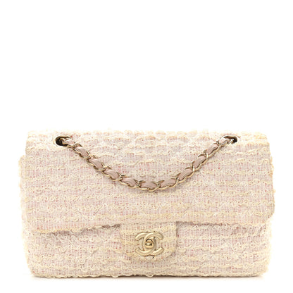 Chanel Tweed Quilted Medium Single Flap White Pink 1 of 18