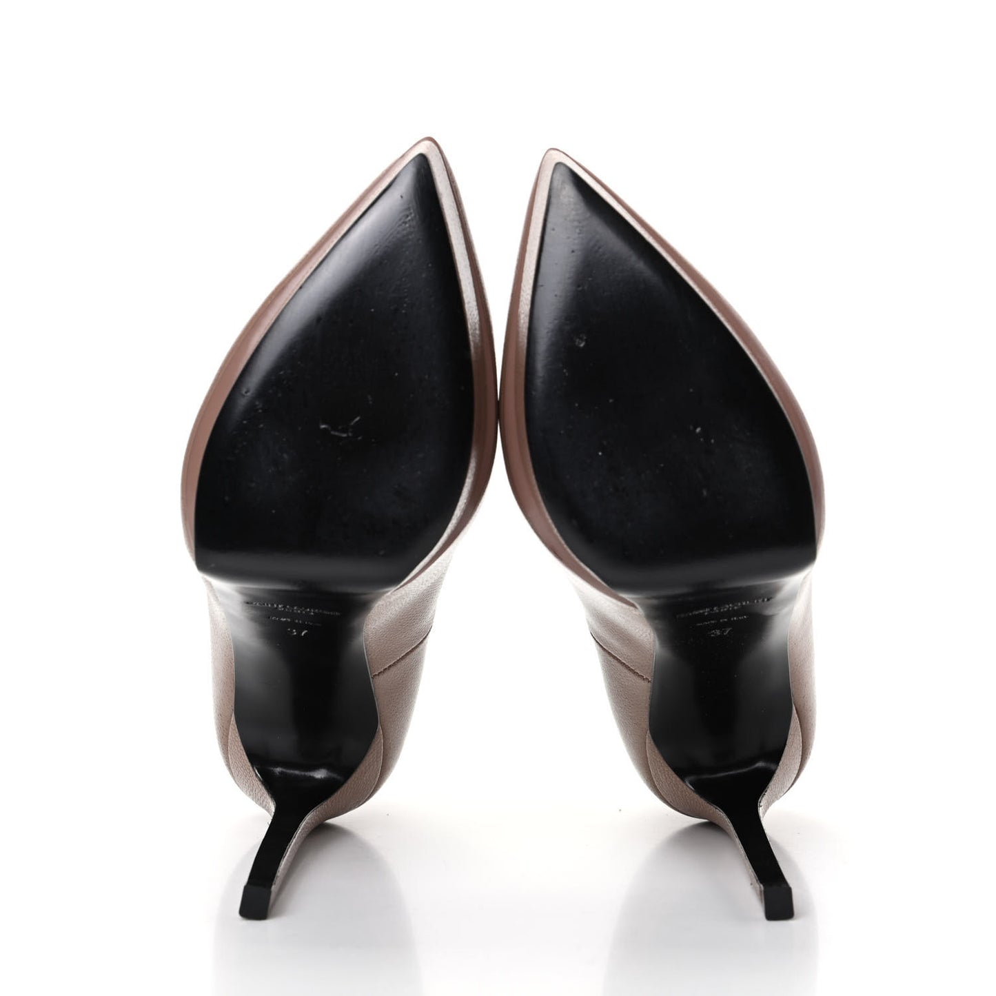 Pebbled Patent Calfskin Janis 105 Platform Pumps 37 Taupe