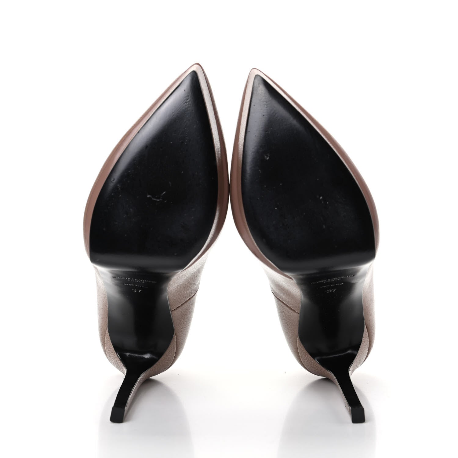 Saint Laurent Pebbled Patent Calfskin Janis 105 Platform Pumps 37 Taupe 6 of 10