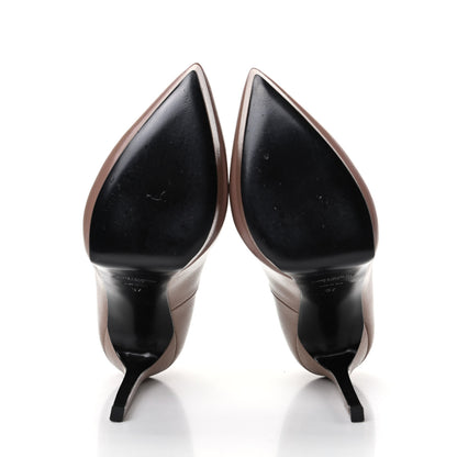 Saint Laurent Pebbled Patent Calfskin Janis 105 Platform Pumps 37 Taupe 6 of 10