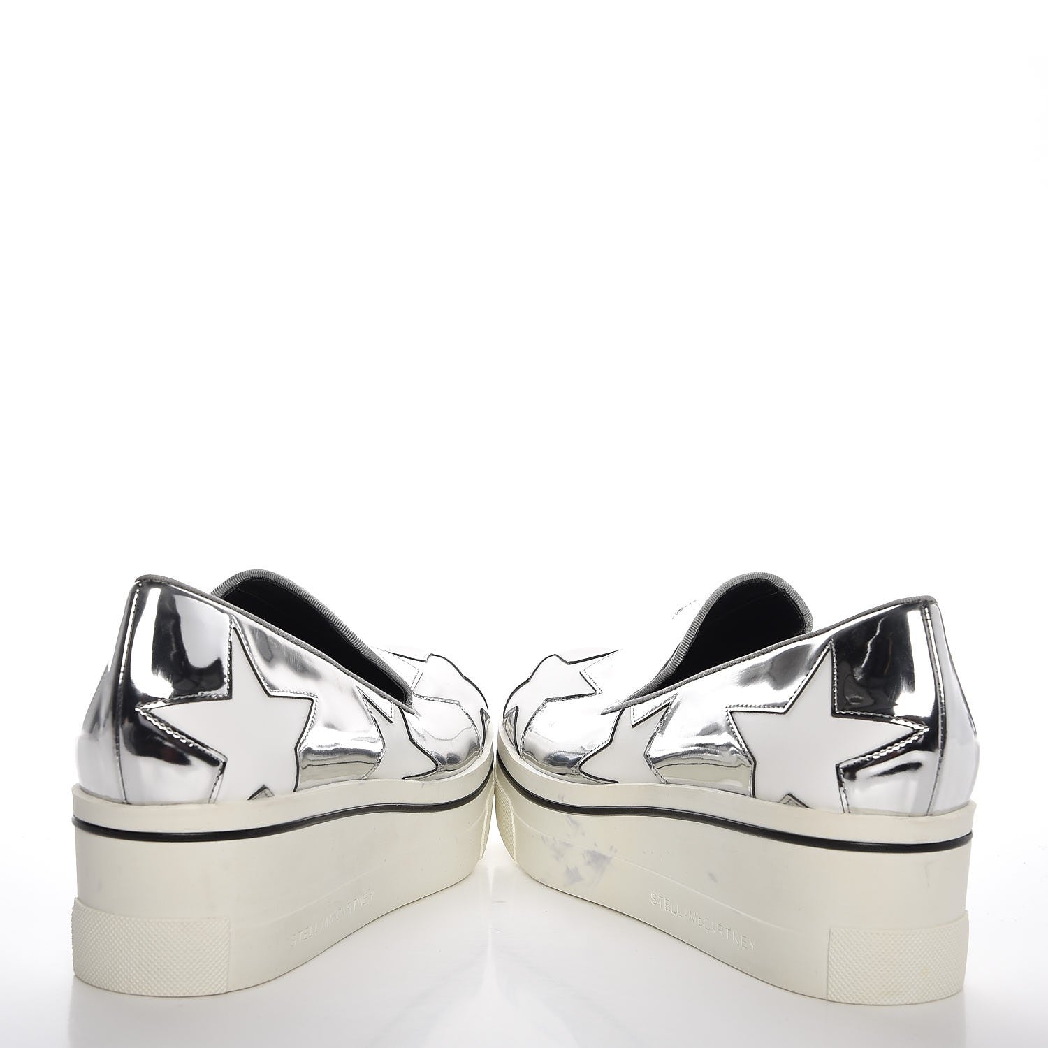 Stella McCartney Metallic Patent Alter Nappa Binx Star Slip On Platform Sneaker 38 Silver 6 of 11