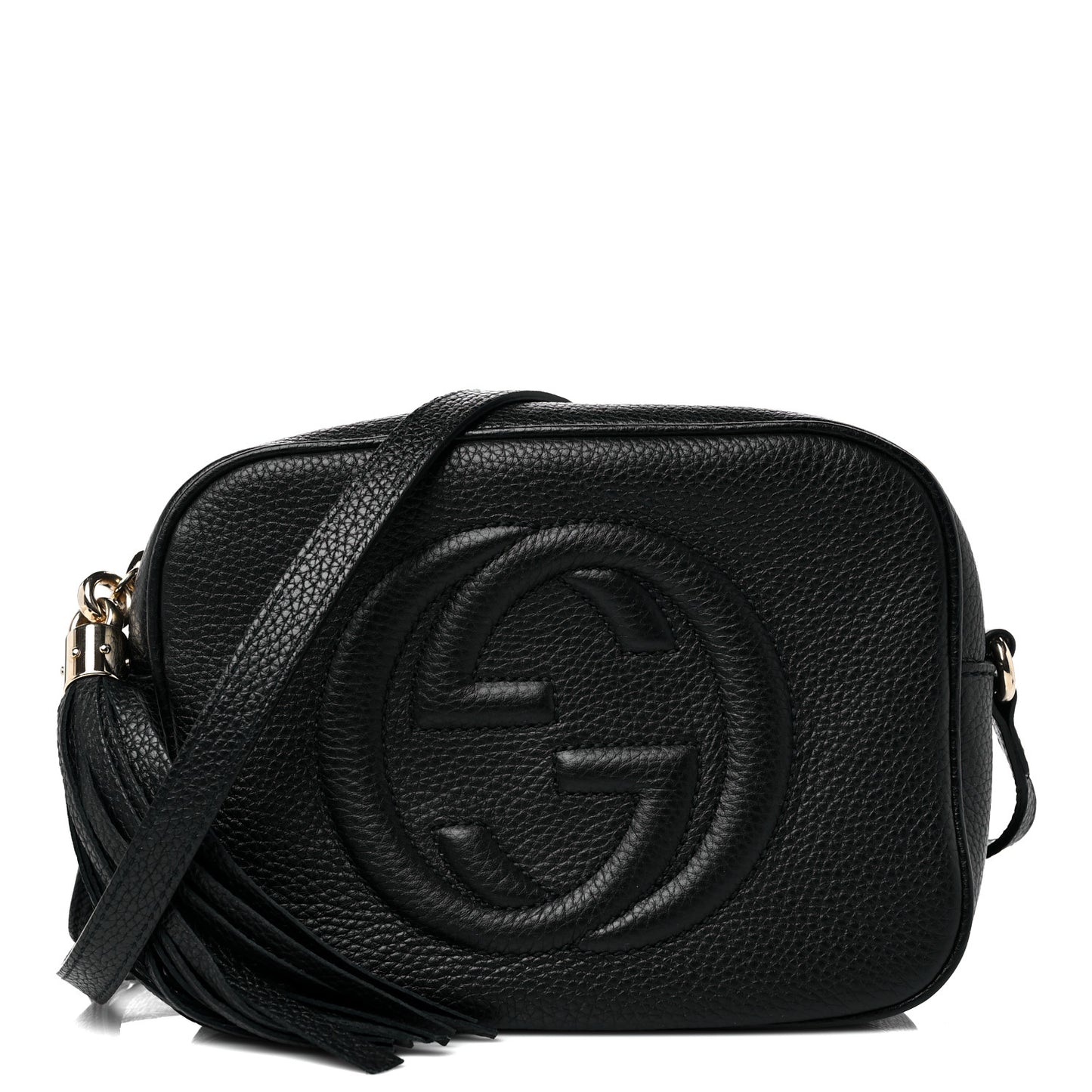 Pebbled Calfskin Small Soho Disco Bag Black