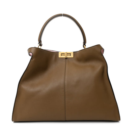 Fendi Vitello Seta Century Large Peekaboo X-Lite Fango Mandorlo 1 of 14