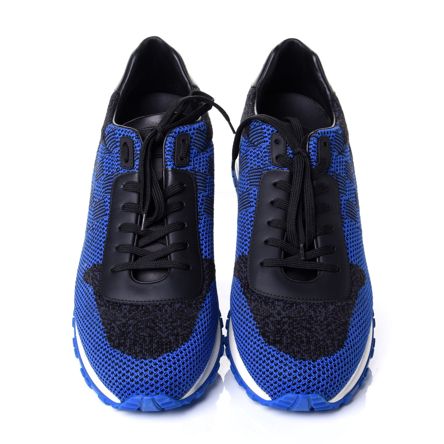 Calfskin Damier Mens Run Away Sneakers 10.5 Blue