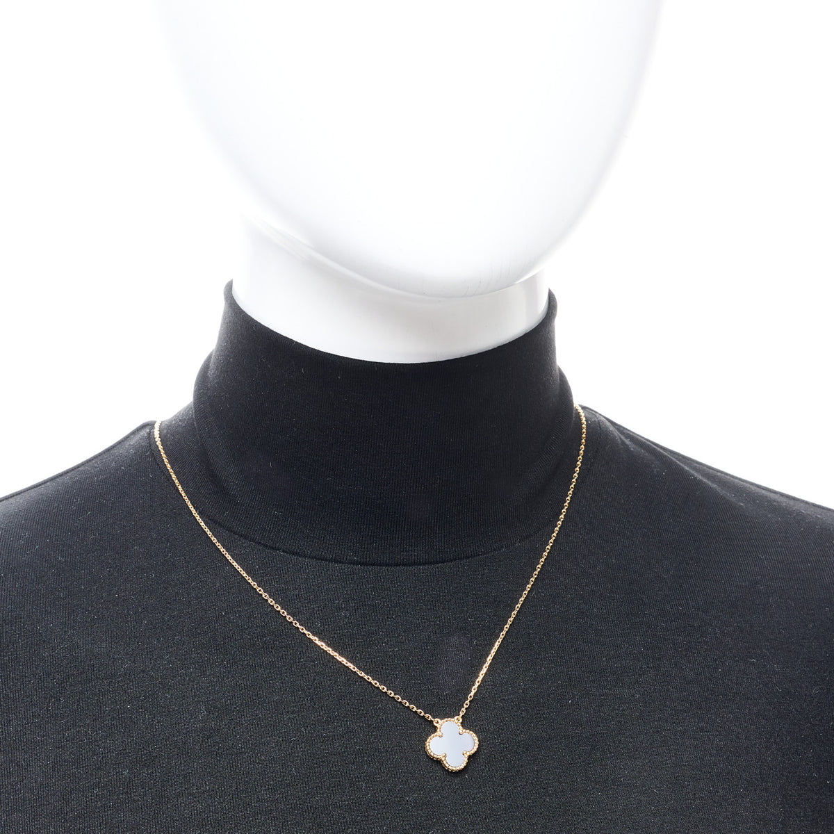Van Cleef & Arpels 18K Yellow Gold Mother of Pearl Vintage Alhambra Pendant Necklace 2 of 6