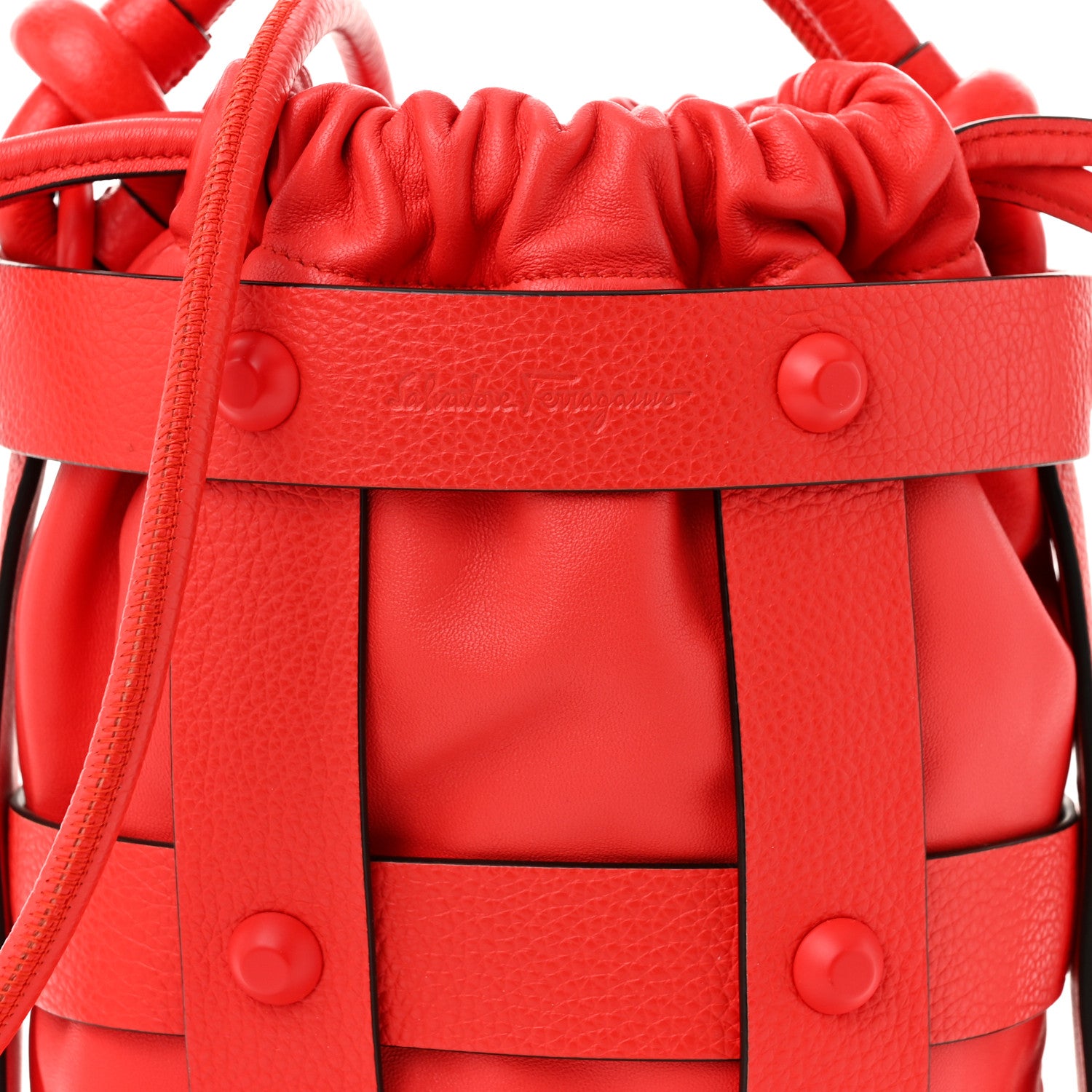 Salvatore Ferragamo Calfskin Cage Bag Candy Apple Red 7 of 9
