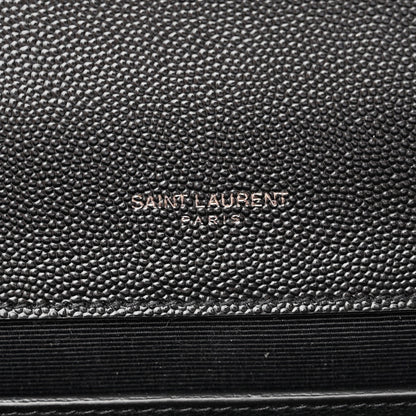 Saint Laurent Grain De Poudre Textured Mixed Matelasse Triquilt Medium Monogram Monochrome Satchel Black 4 of 8