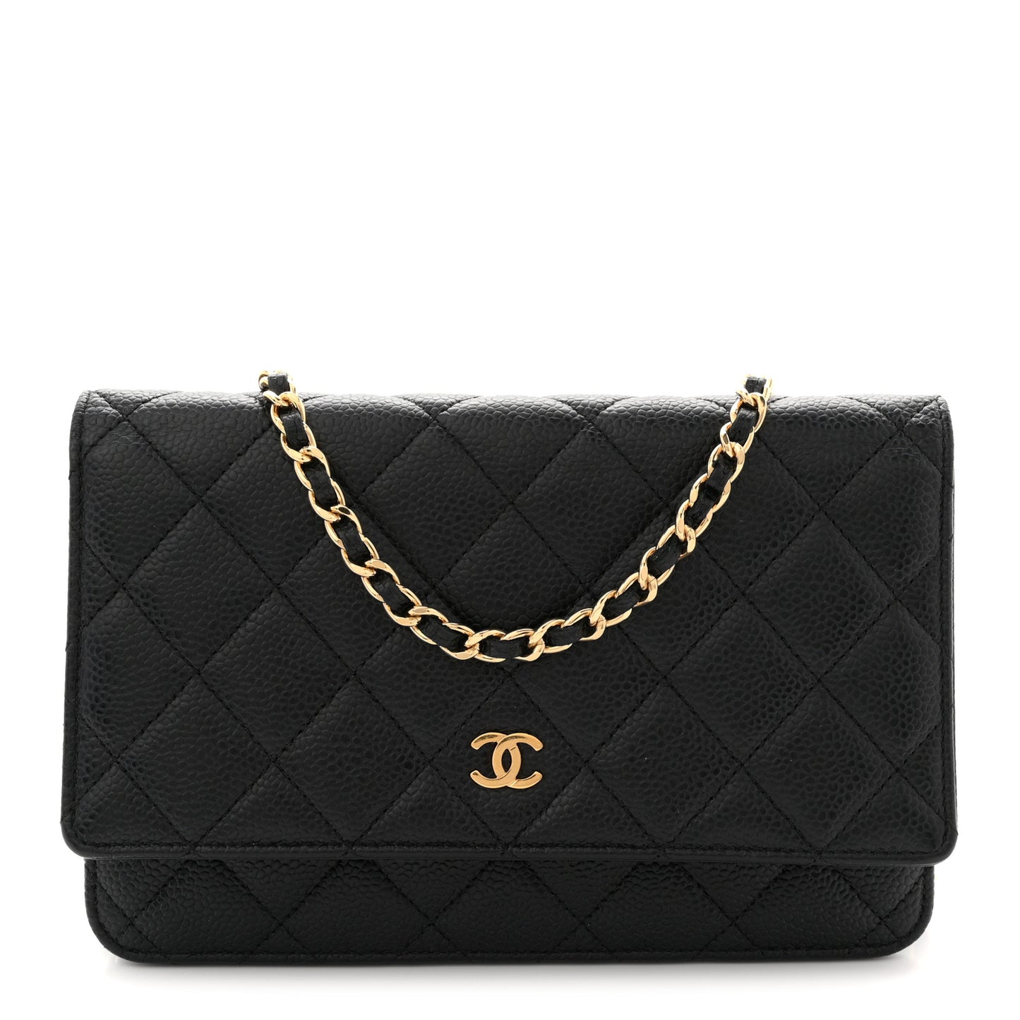 Caviar Quilted Wallet on Chain WOC Black