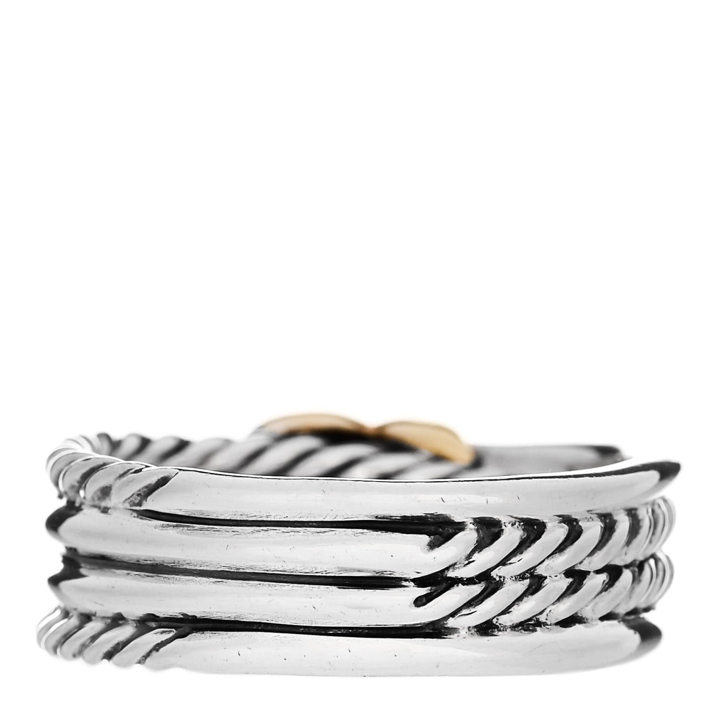 Sterling Silver 18K Yellow Gold 6mm X Crossover Ring 50 5.25