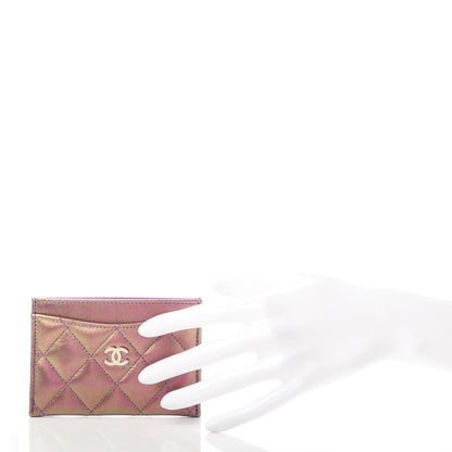 Chanel Iridescent Lambskin Quilted Card Holder Purple 2 of 9