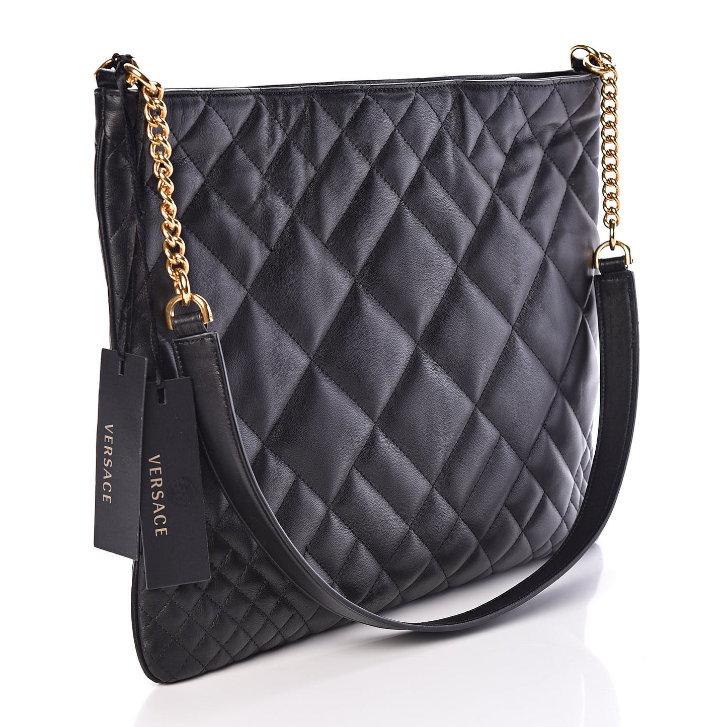 Nappa Quilted Icon Shoulder Bag Black