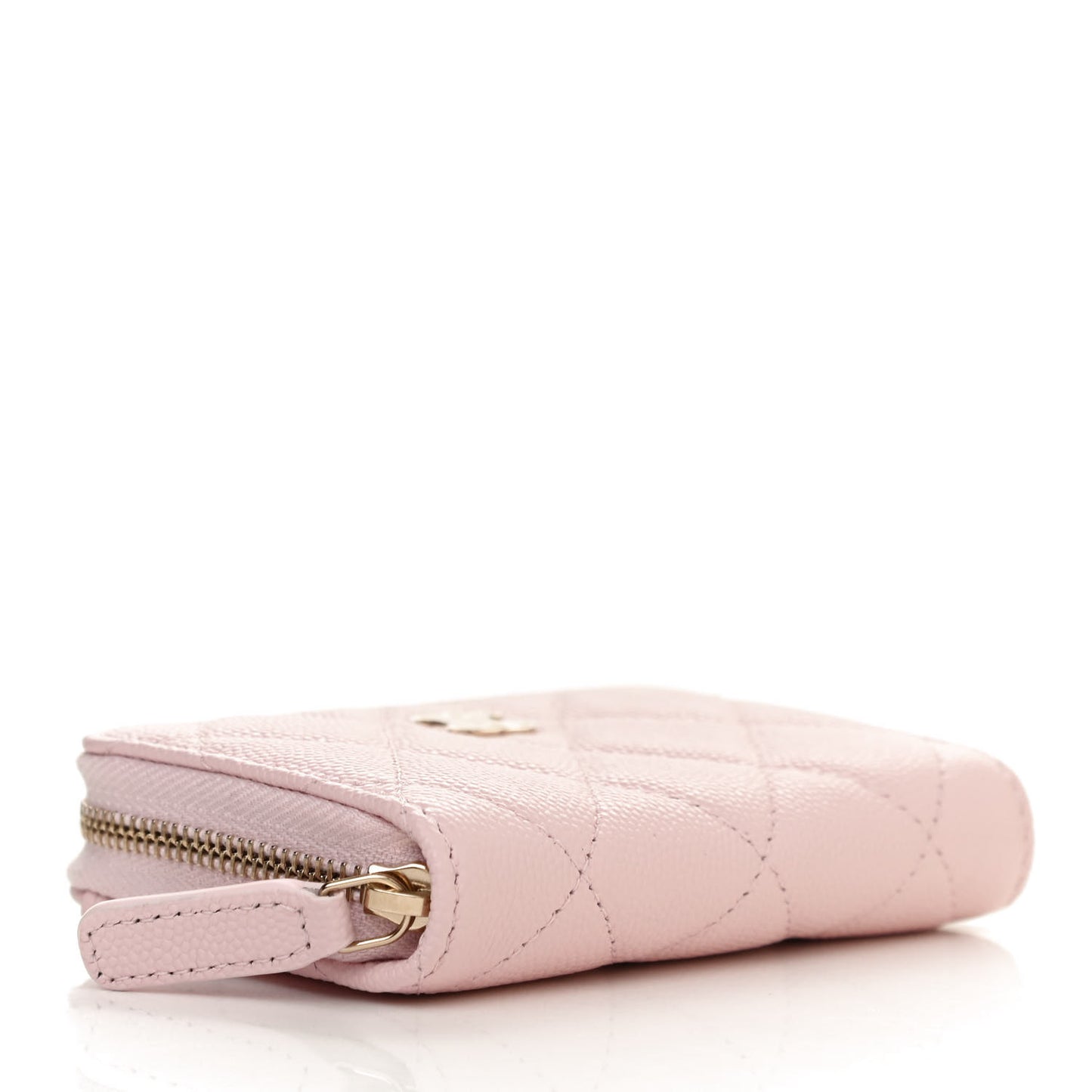 Caviar Quilted Zip Coin Purse Wallet Pink