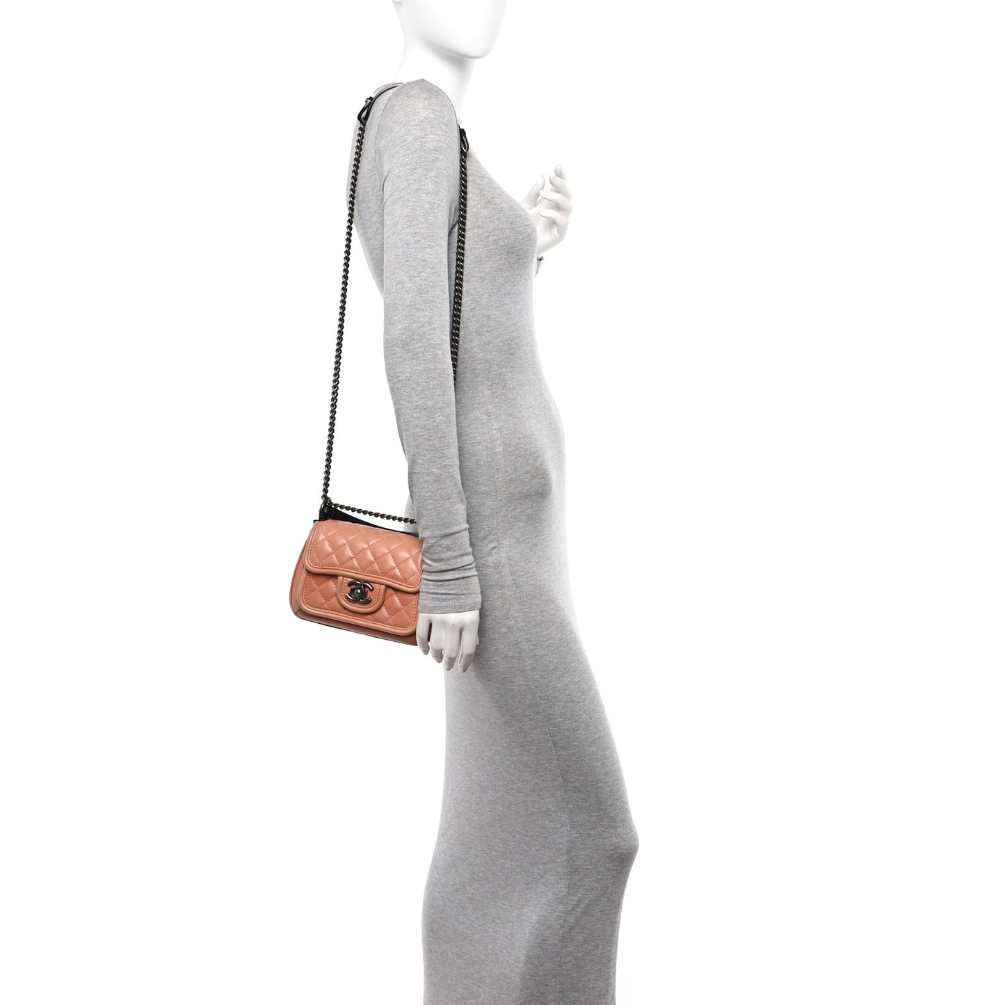 Calfskin Quilted Small Prestige Top Handle Flap Pink