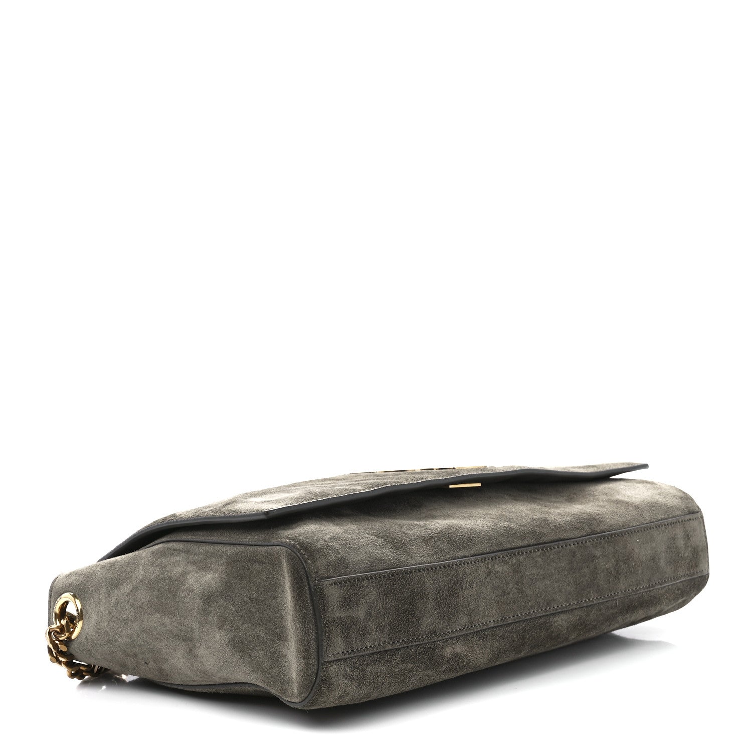 Saint Laurent Smooth Calfskin Suede Medium Reversible Monogram Kate Satchel Grey Khaki 6 of 17