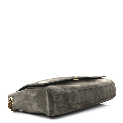 Saint Laurent Smooth Calfskin Suede Medium Reversible Monogram Kate Satchel Grey Khaki 6 of 17