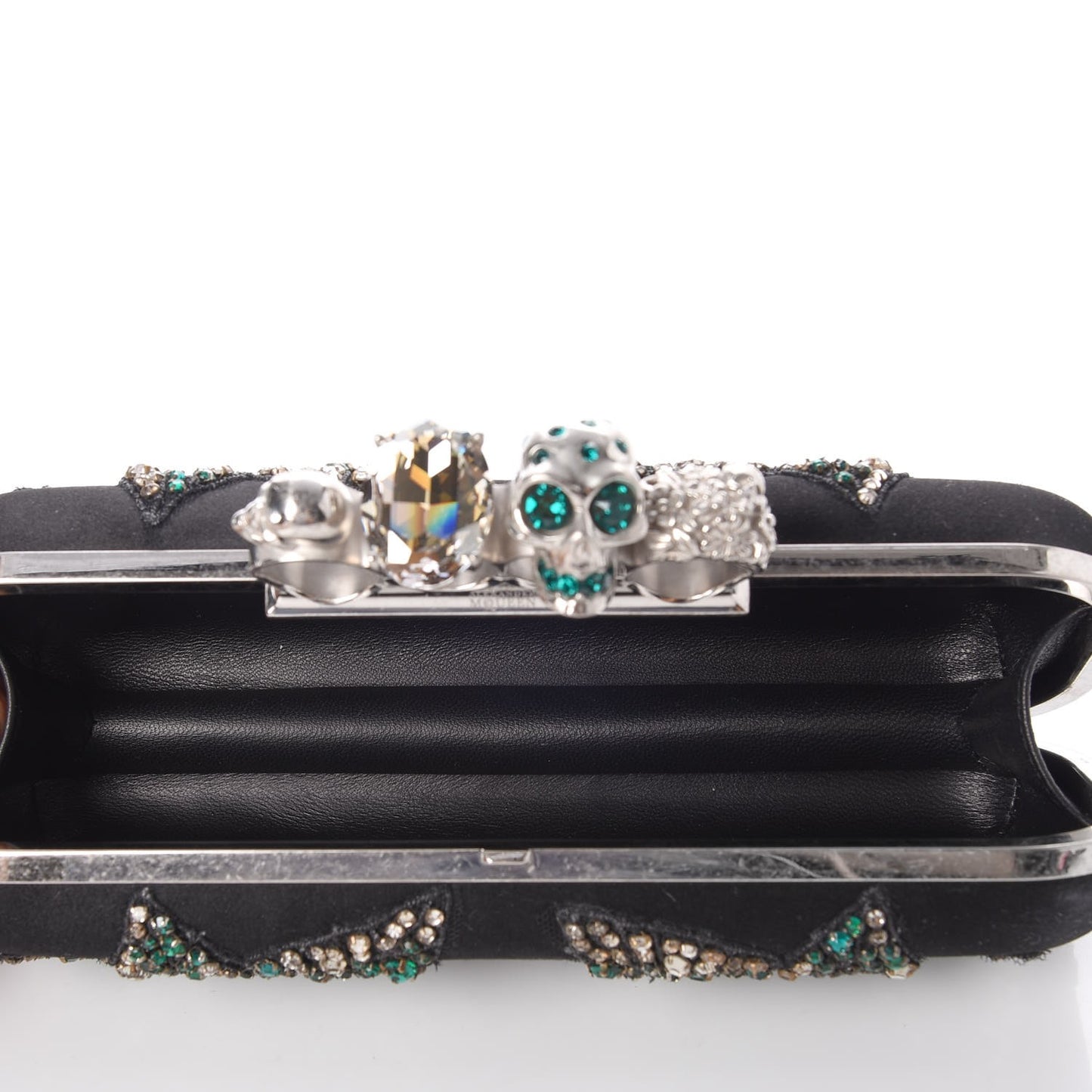 Silk Crystal Knucklebox Clutch Black