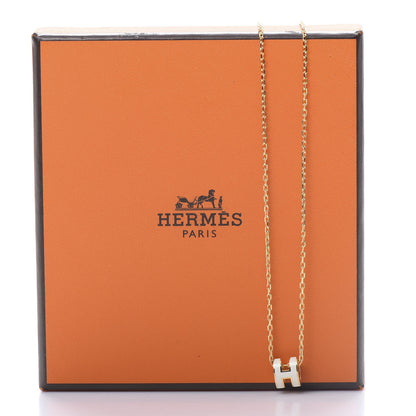 Hermes Lacquered Gold Mini Pop H Pendant Necklace White 5 of 5