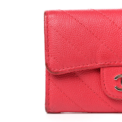 Chanel Caviar Chevron Quilted Flap Card Holder Red 10 of 11