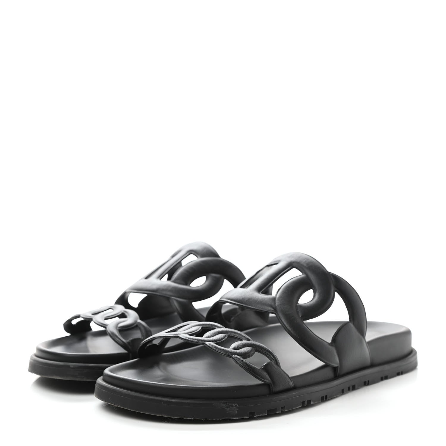 Hermes Nappa Extra Sandals 38 Black 3 of 9