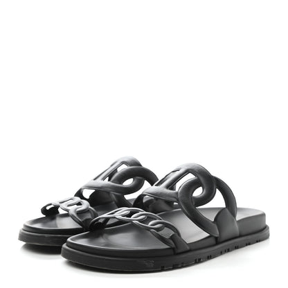 Hermes Nappa Extra Sandals 38 Black 3 of 9